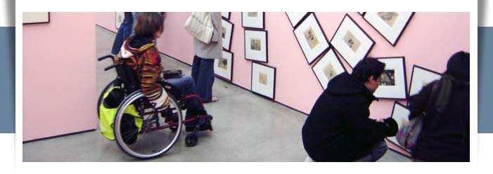 wheelchair user at museum display